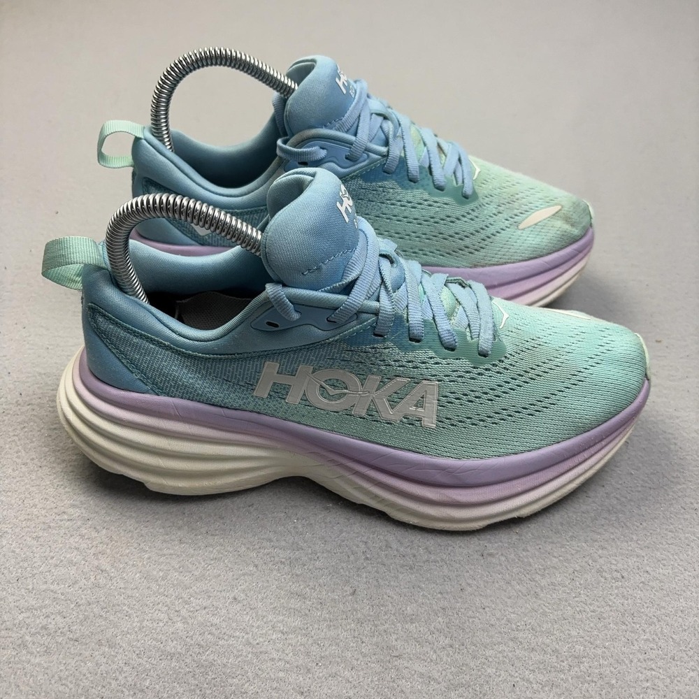 Hoka One One Bondi 8 Shoes Womens Size 6.5 Blue Running Sneakers 1127952 ABSO